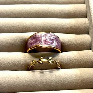 ❤️‍🔥BOGO FREE Boutique Gold Plated Ring Set US Women’s 7 Purple Floral Jewelry